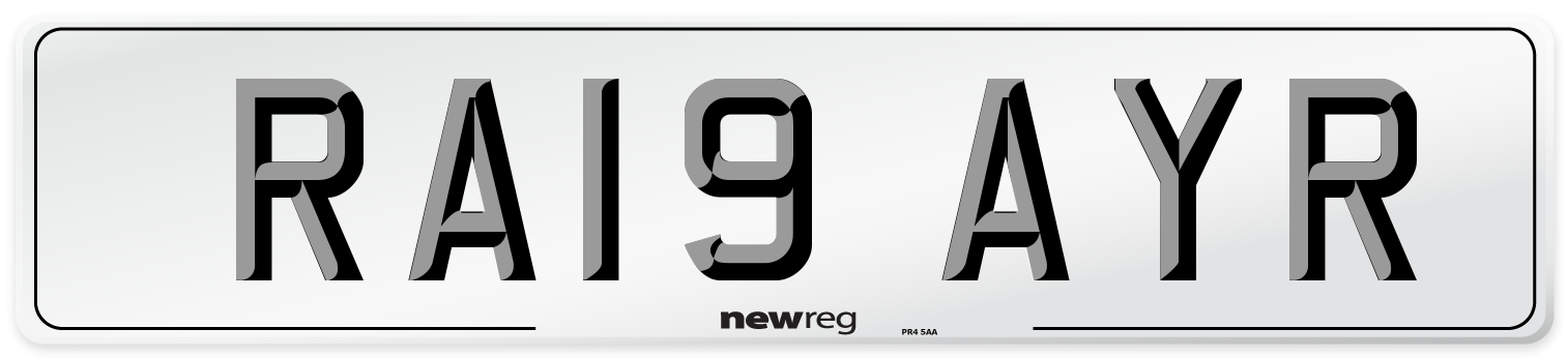 RA19 AYR Number Plate from New Reg